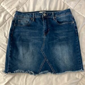YMI Frayed Bottom Vintage Denim or Jeans Mini Skirt Size 28